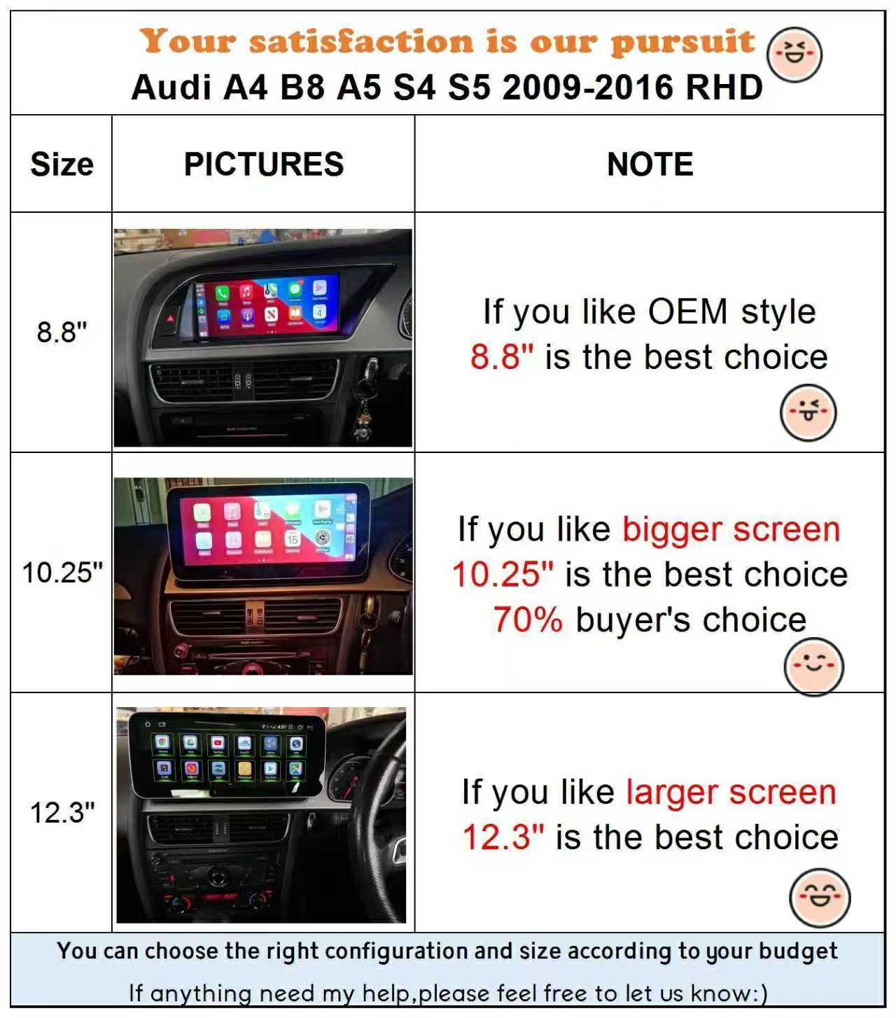 Audi A4 B8,A5,S4,S5 2009-2016  - LHD&RHD Android Screen