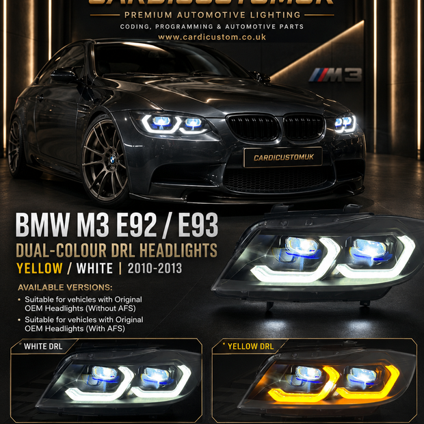 BMW M3 E92 Headlights 2007-2010 Yellow/White Dual Color Laser LED
