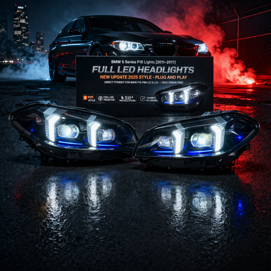 BMW 5 Series F10  Lights Full LED Headlights New Update 2025 Style Plug and Play