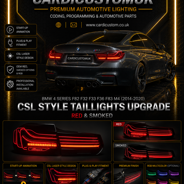 BMW 4 Series F82 F32 F33 F36 F83 M4 Taillights 2014-2020  Upgrade CSL Rear LED Lamp + Dynamic Turn Signal