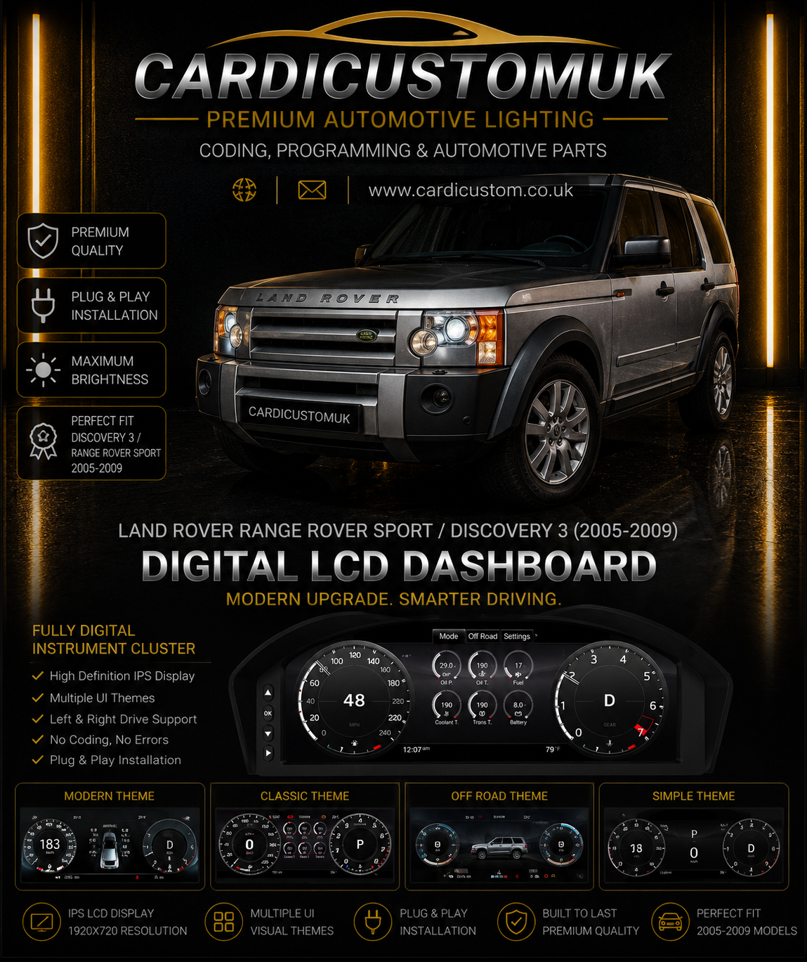 Land Rover Range Rover Sport Discovery 3 2005-2009 Digital Dashboard