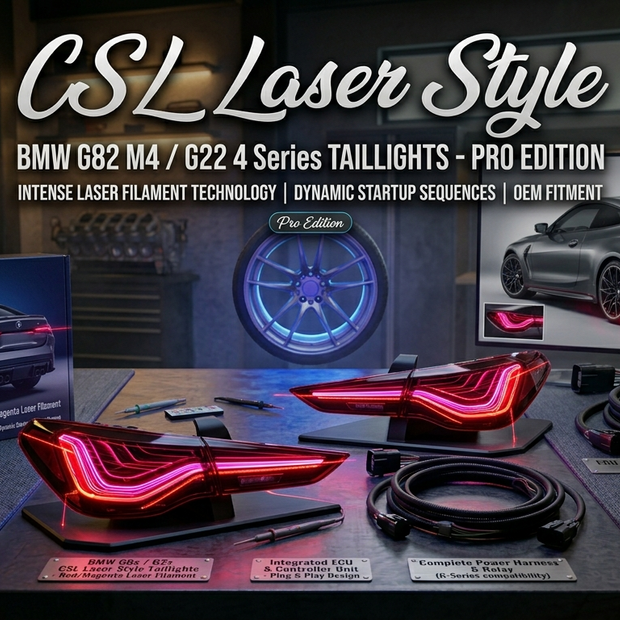 BMW G82 M4 & G22 4 Series CSL Laser Style Taillights Plug & Play