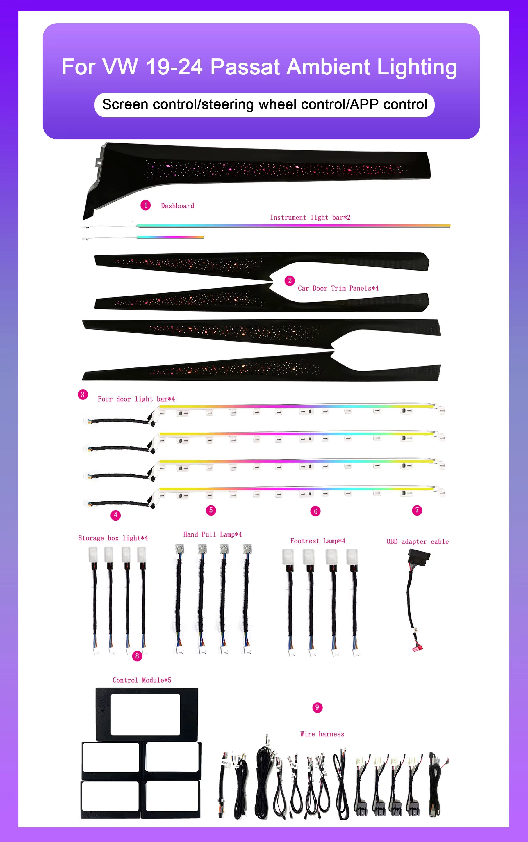 Volkswagen Passat 2019-2024 Ambient Lights