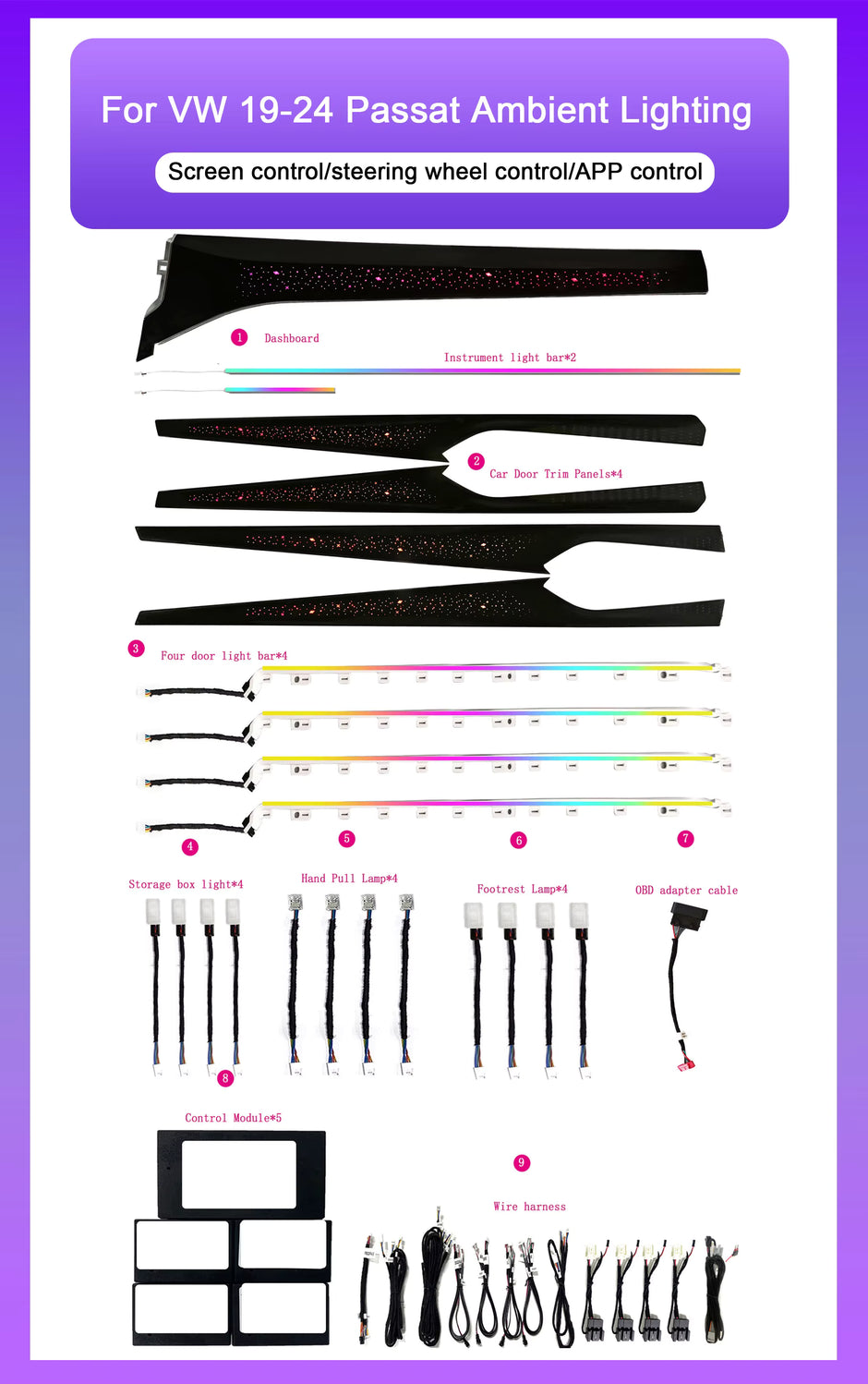 Volkswagen Passat 2019-2024 Ambient Lights