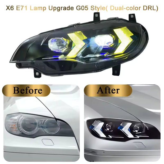 BMW X6 E71 2008-2014 Dual-Color Plug and Play LED Headlights
