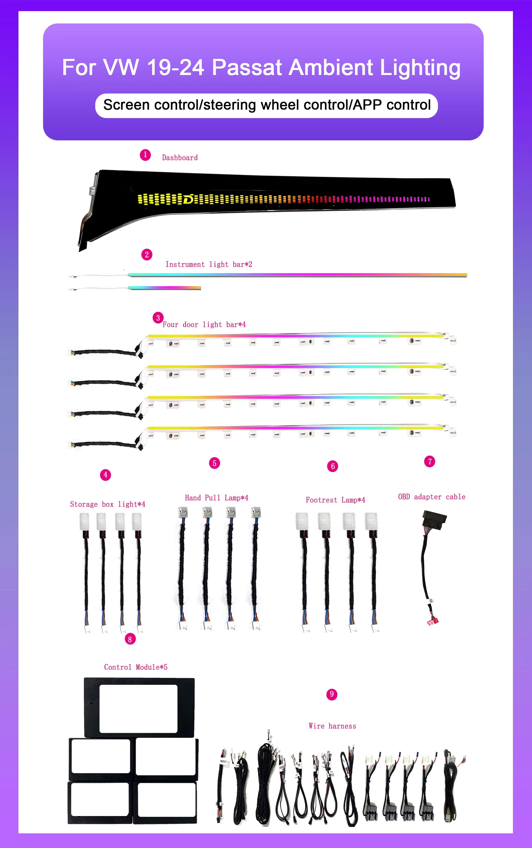 Volkswagen Passat 2019-2024 Ambient Lights