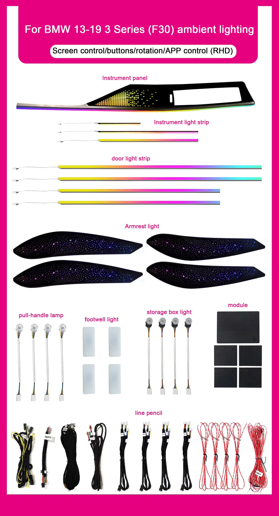 BMW 3 Series 2013-2019 F30 F34 F35 Ambient Lighting