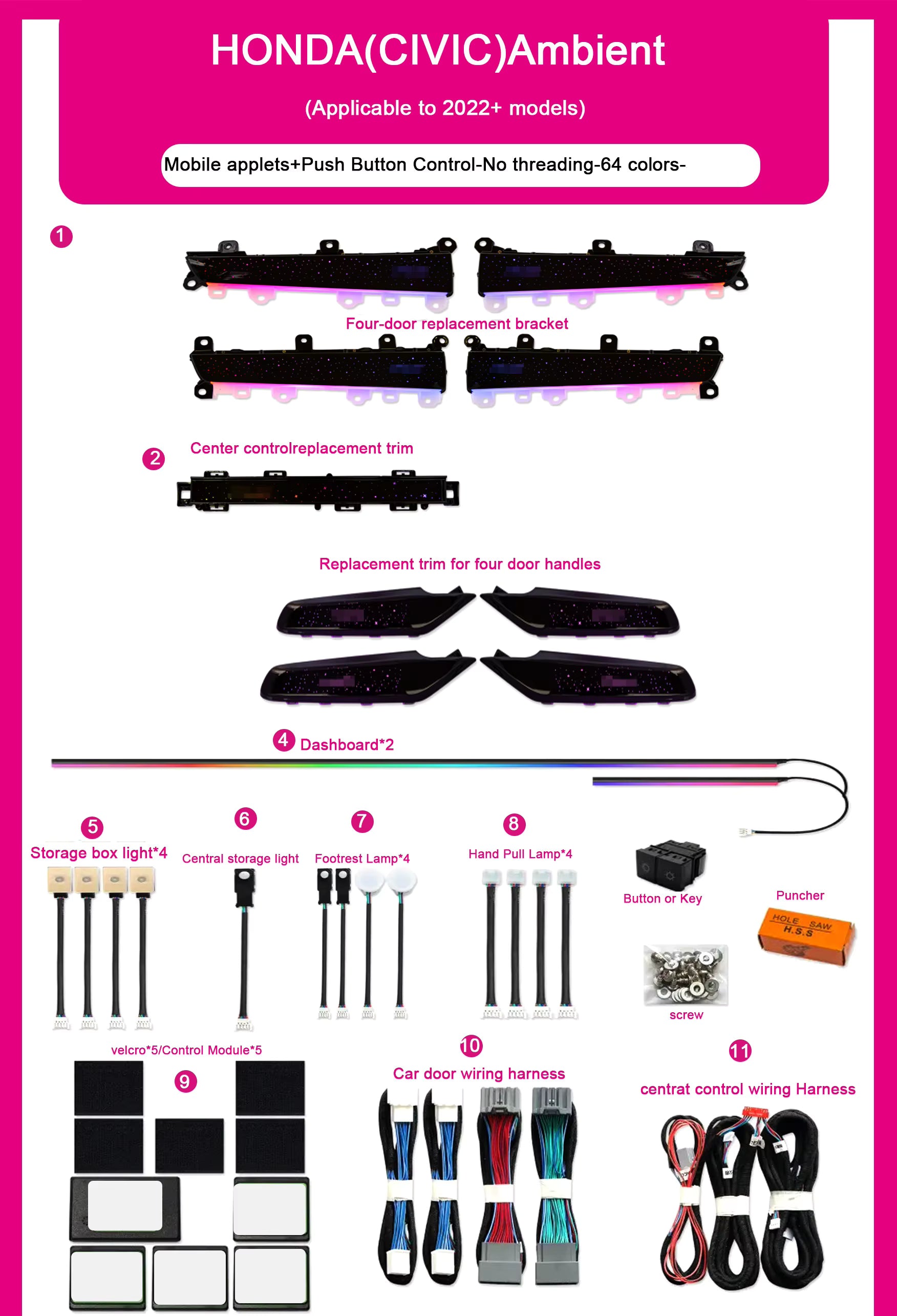 Honda Civic 2022-2025 Ambient lighting