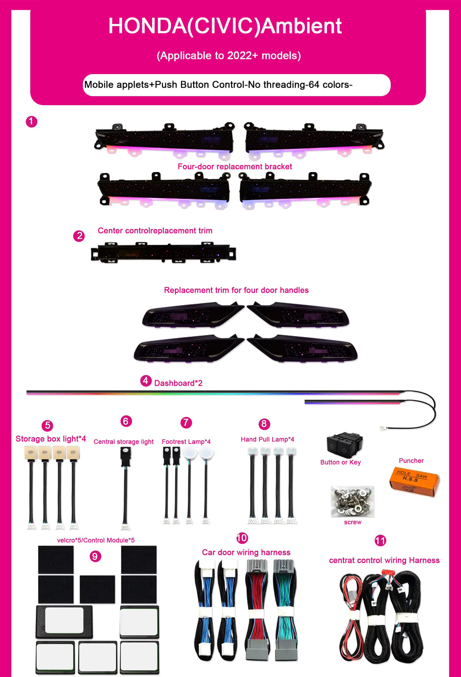 Honda Civic 2022-2025 Ambient lighting