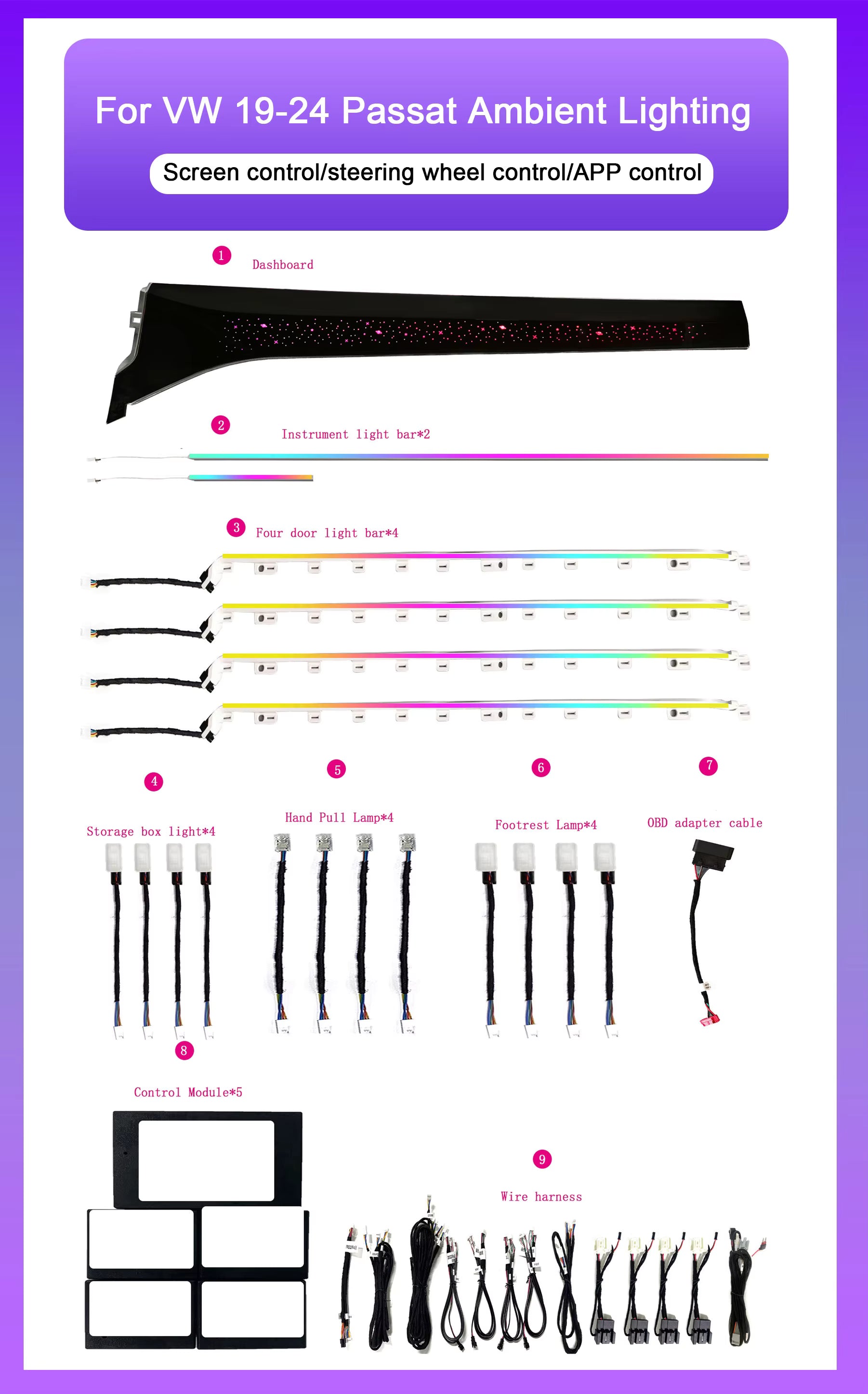 Volkswagen Passat 2019-2024 Ambient Lights