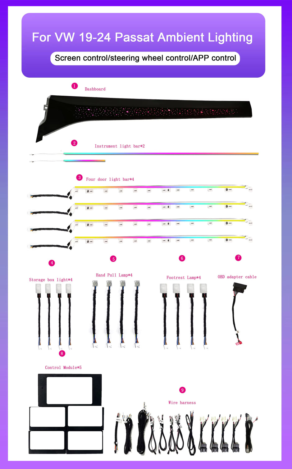 Volkswagen Passat 2019-2024 Ambient Lights