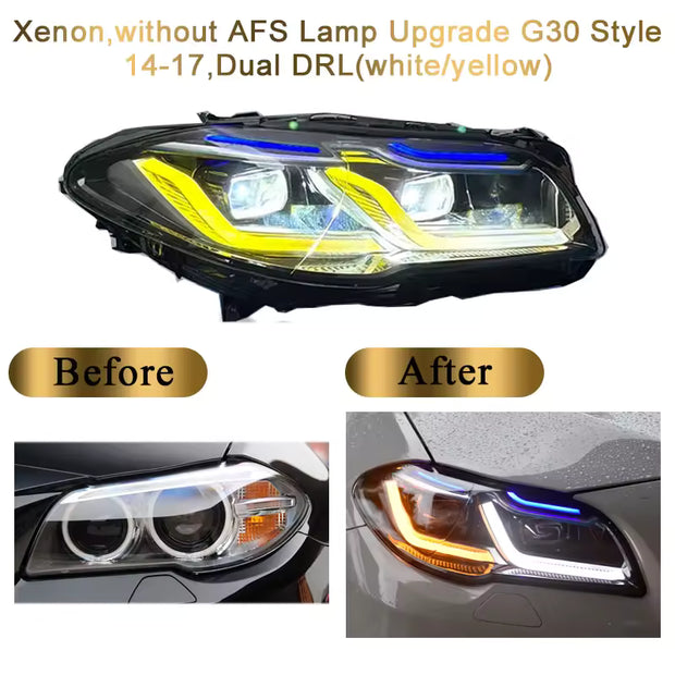BMW 5 Series F10 Headlight 2011-2017 Yellow White DRL