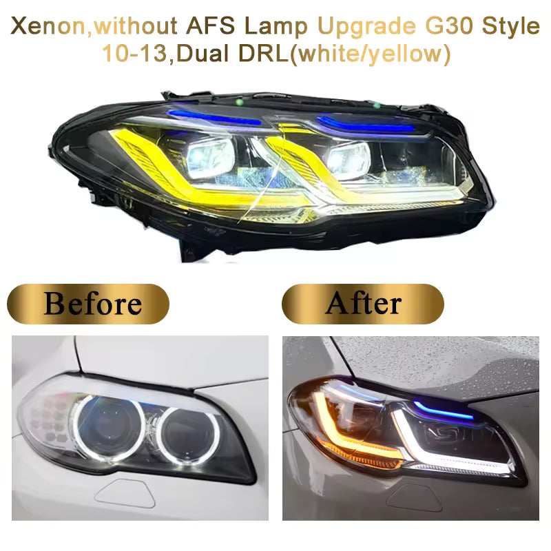 BMW 5 Series F10 Headlight 2011-2017 Yellow White DRL