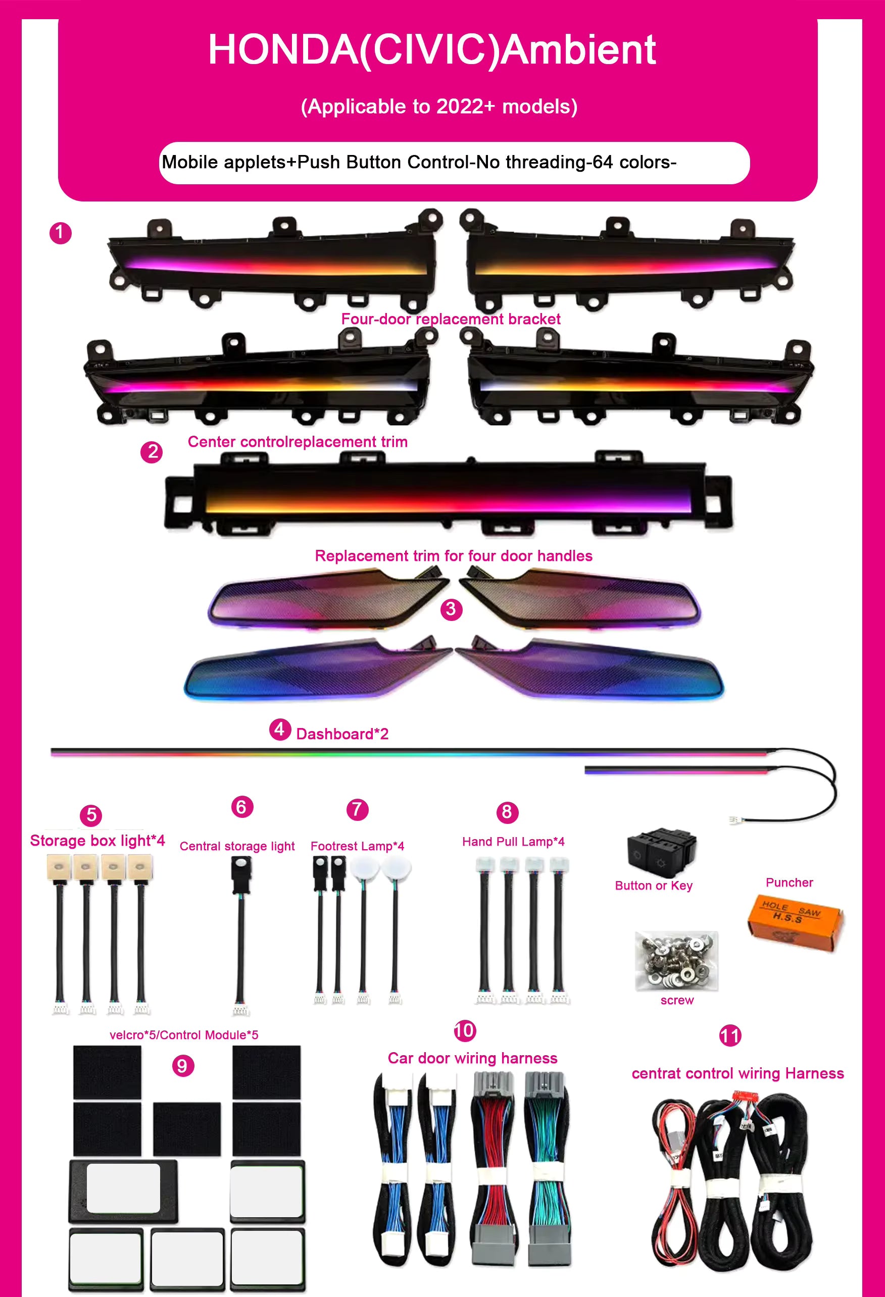 Honda Civic 2022-2025 Ambient lighting