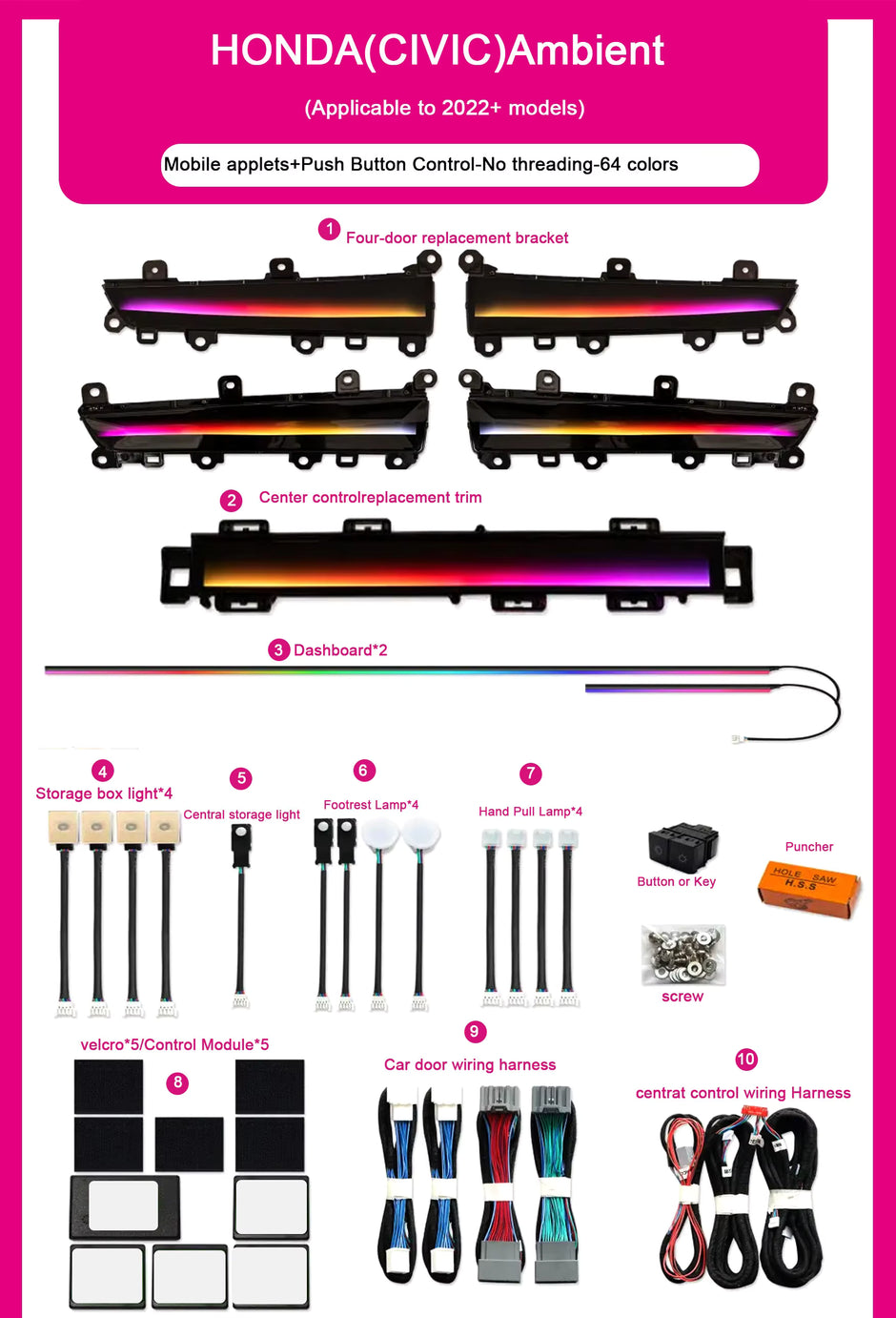 Honda Civic 2022-2025 Ambient lighting