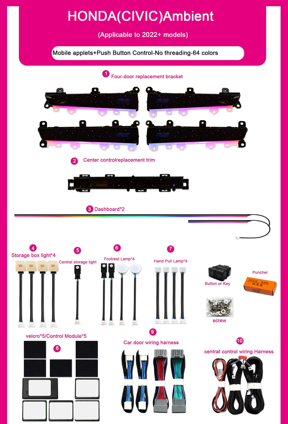 Honda Civic 2022-2025 Ambient lighting