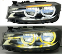 BMW 3 Series GT F34 Angel Eye Headlights with Dual-Colour White and Yellow DRLs,