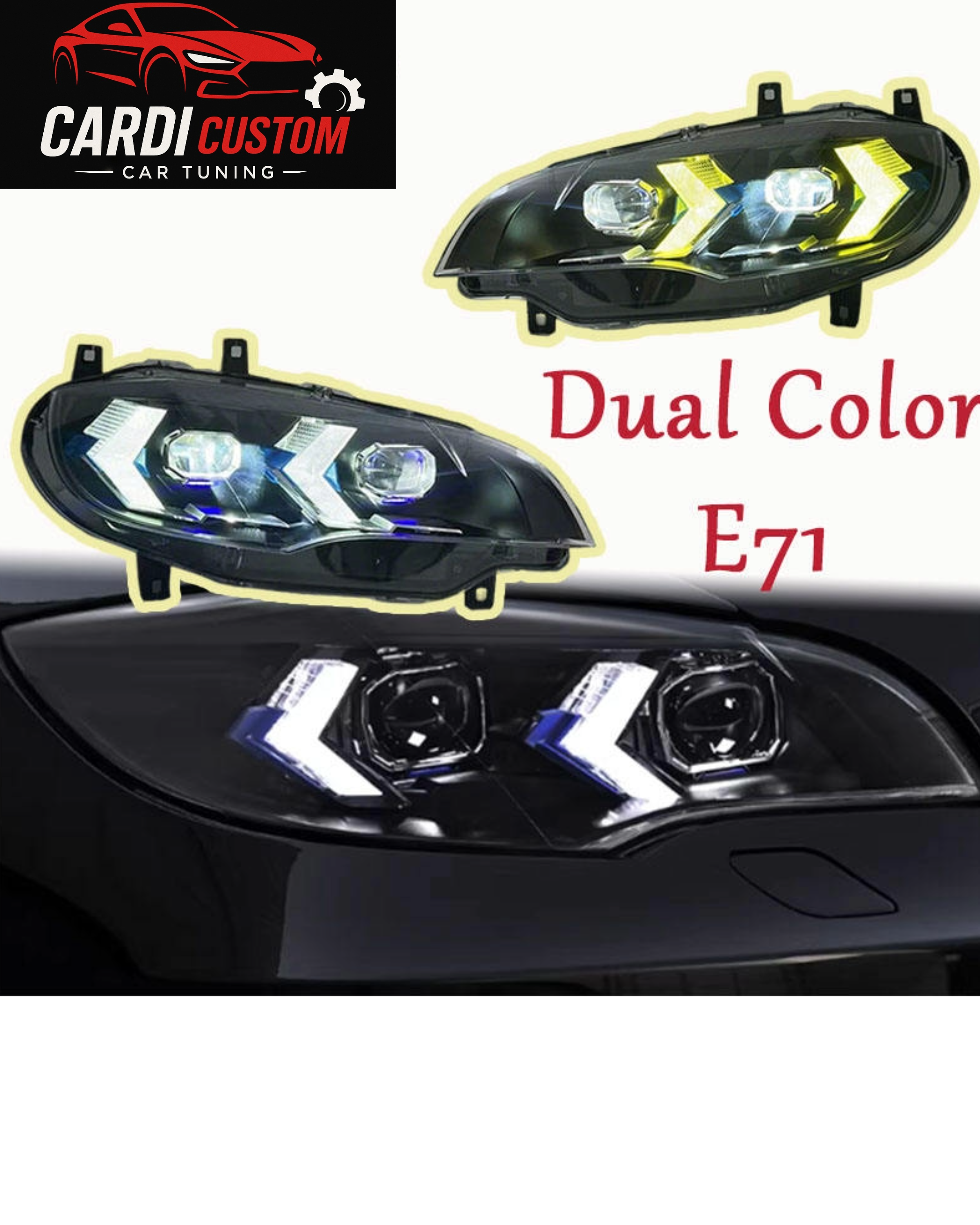BMW X6 E71 2008-2014 Dual-Color Plug and Play LED Headlights