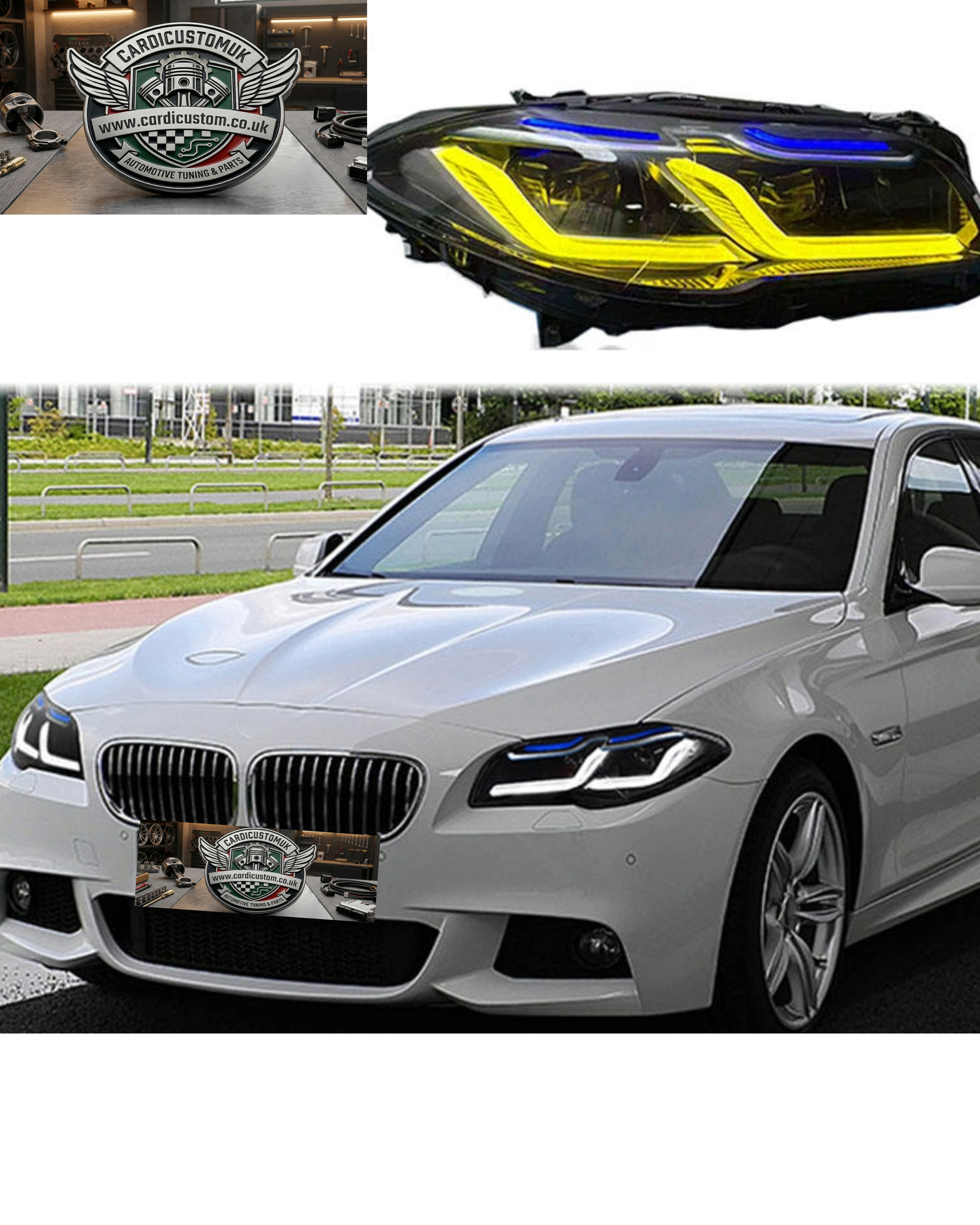 BMW 5 Series 2011-2017 F10 F18 Headlight Upgrade G30 Style Dual-colour Lamps