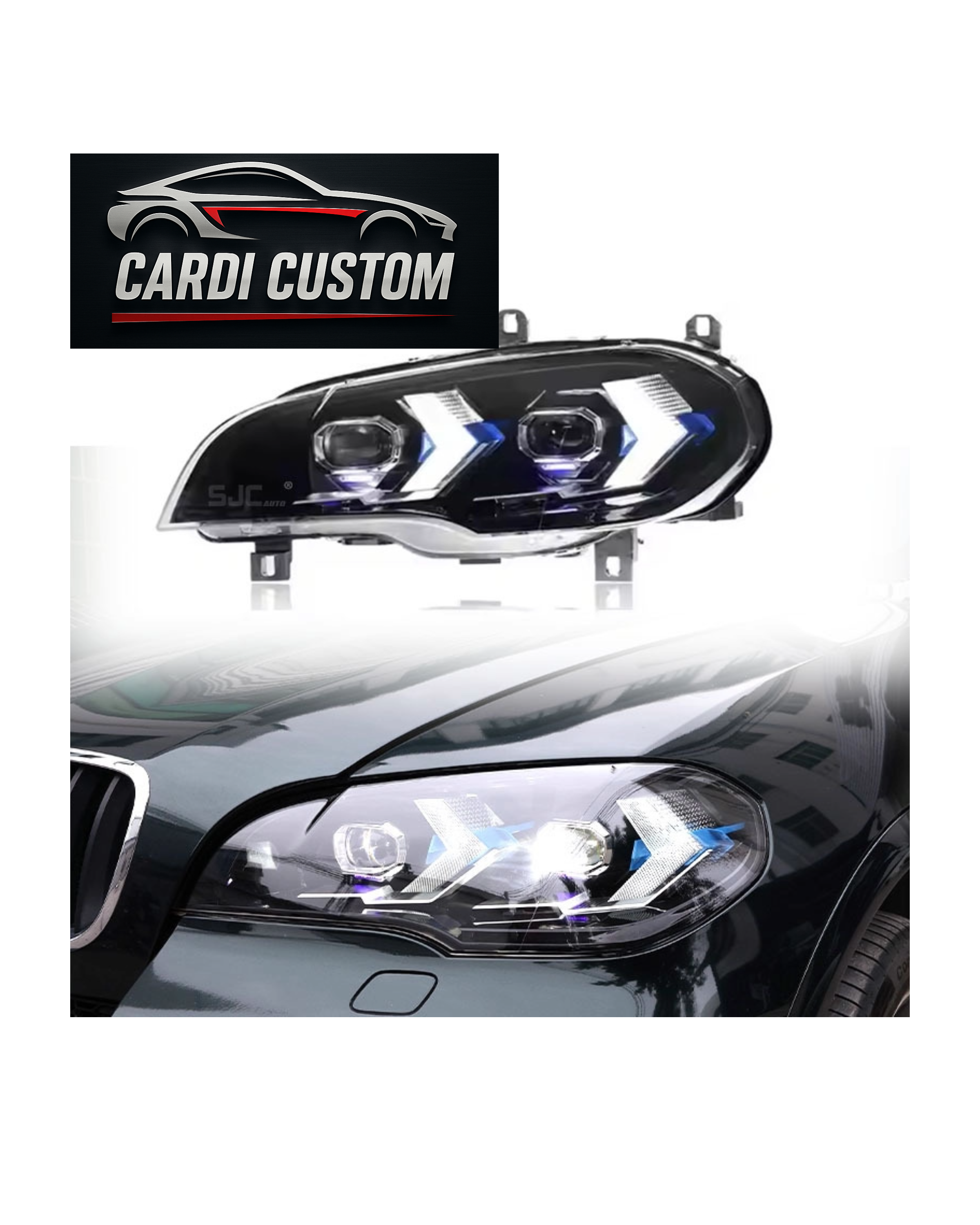 BMW X5 E70 LED Headlights Assembly 07-13 X5 Modified Laser Lens LED Turn Daytime Running Light