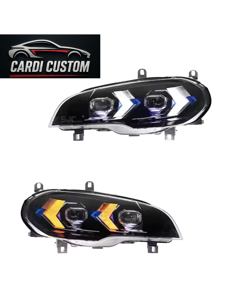 BMW X5 E70 LED Headlights Assembly 07-13 X5 Modified Laser Lens LED Turn Daytime Running Light