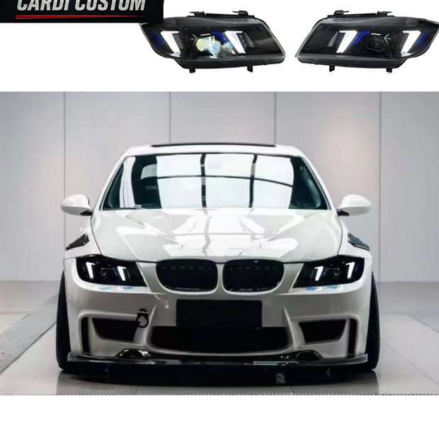 BMW 3 Series E90 E91 Snake Eye White DRL Headlights