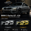 BMW 3 Series GT F34 Angel Eye Headlights with Dual-Colour White and Yellow DRLs,