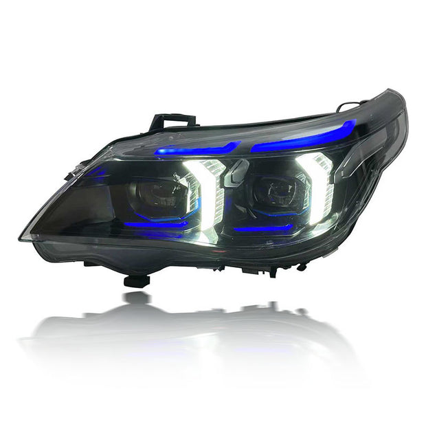 BMW 5 Series E60 Headlight Assembly 03-10 Modified Snake Eyes Style LED Dual Color Daytime Running Light