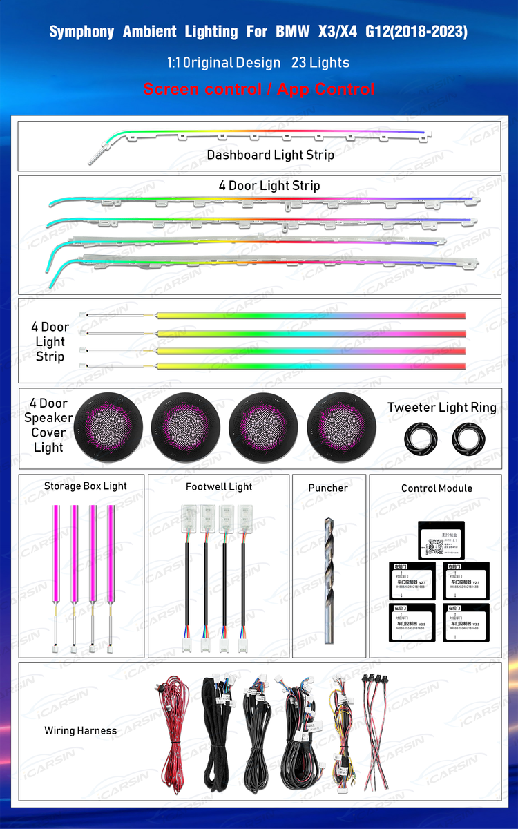 BMW X3 X4 G01 G02 2018-2024 Ambient lights Trims