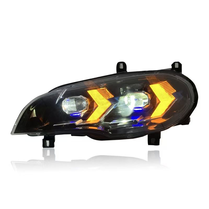 BMW X5 E70 LED Headlights Assembly 07-13 X5 Modified Laser Lens LED Turn Daytime Running Light