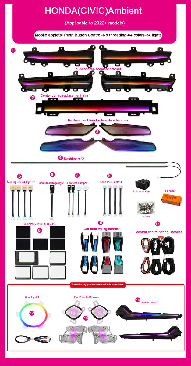 Honda Civic 2022-2025 Ambient lighting